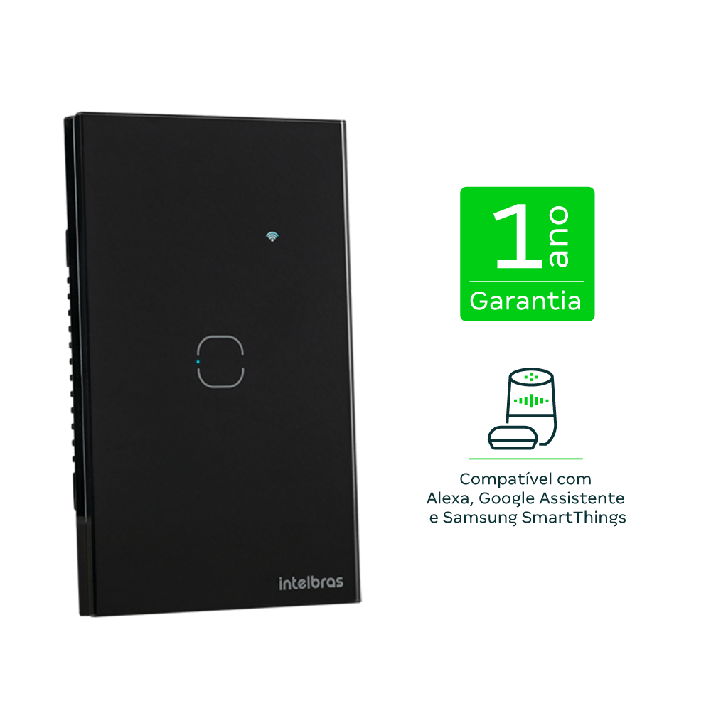 Interruptor Inteligente Zigbee Touch 1 Botão EIZ 1001 Preto Intelbras