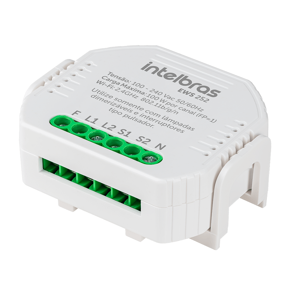 Minicontrolador Dimmer Wi-fi para 2 Interruptores EWS 252 Intelbras