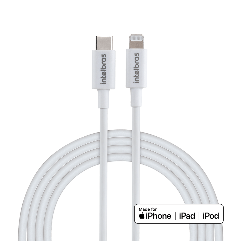 Cabo USB-C - Lightning 1,2m PVC branco Intelbras EUCL 12PB