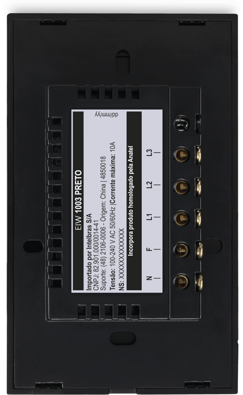 Interruptor Inteligente Wi-Fi Touch 3 teclas Preto EIW 1003 Intelbras
