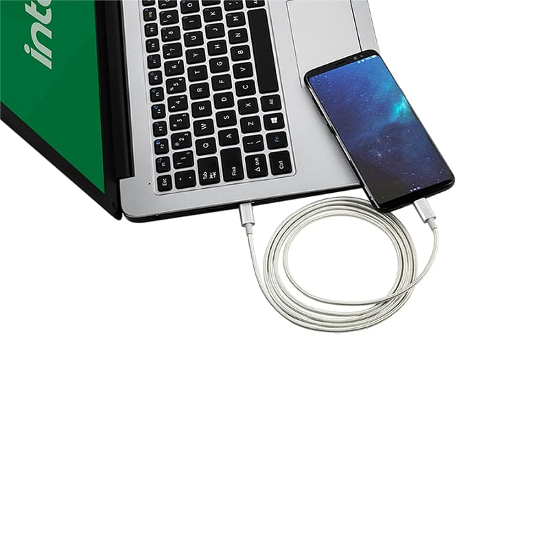 Cabo USB-C para USB-C de 1,5m em Nylon Branco EUCC 15NB Intelbras