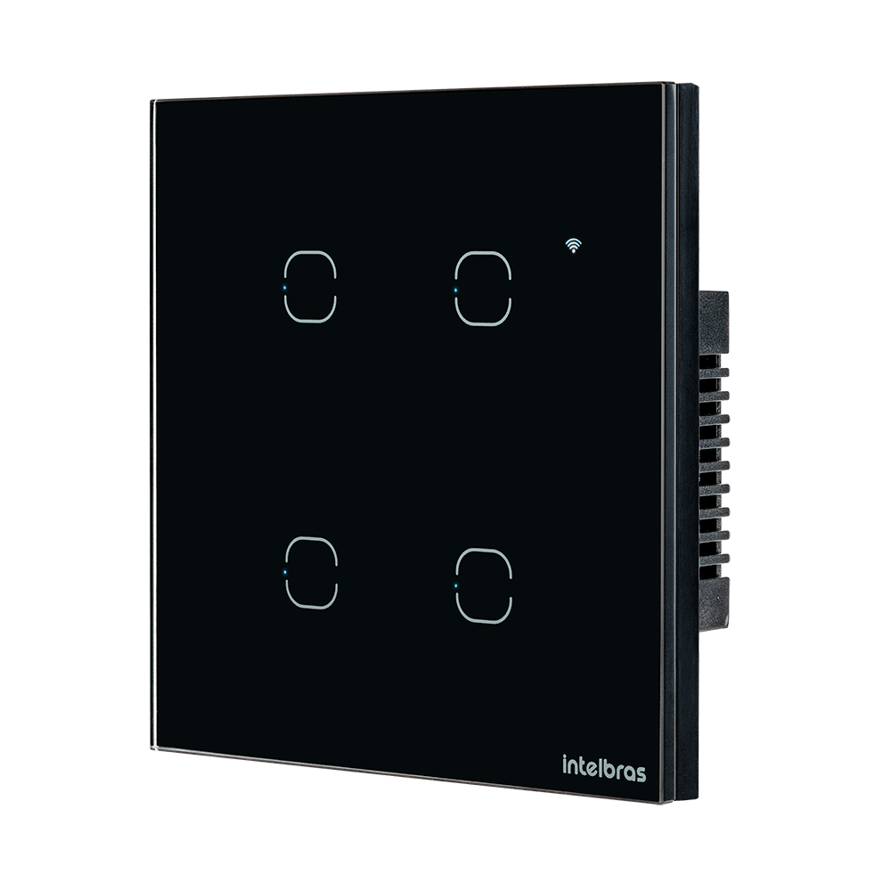 Interruptor inteligente Wi-Fi Touch 4 teclas Preto EIW 1004 Intelbras