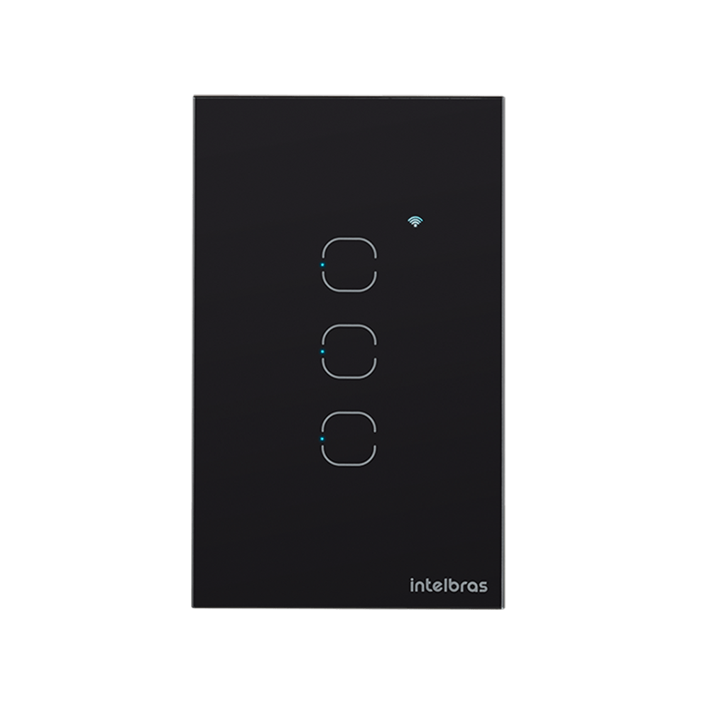 Interruptor inteligente Wi-Fi Touch Smart Zigbee 3 teclas Preto EZS 1003 Intelbras