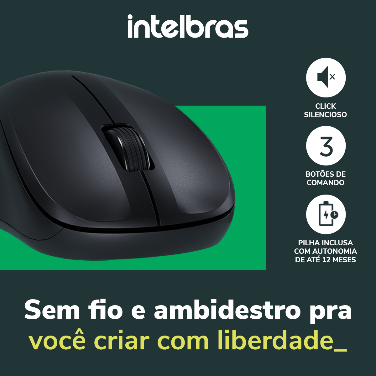 Mouse Intelbras MSI55 Sem Fio Preto