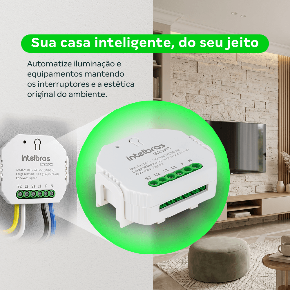 Minicontrolador Zigbee 2 Canais ECZ 1002 Intelbras