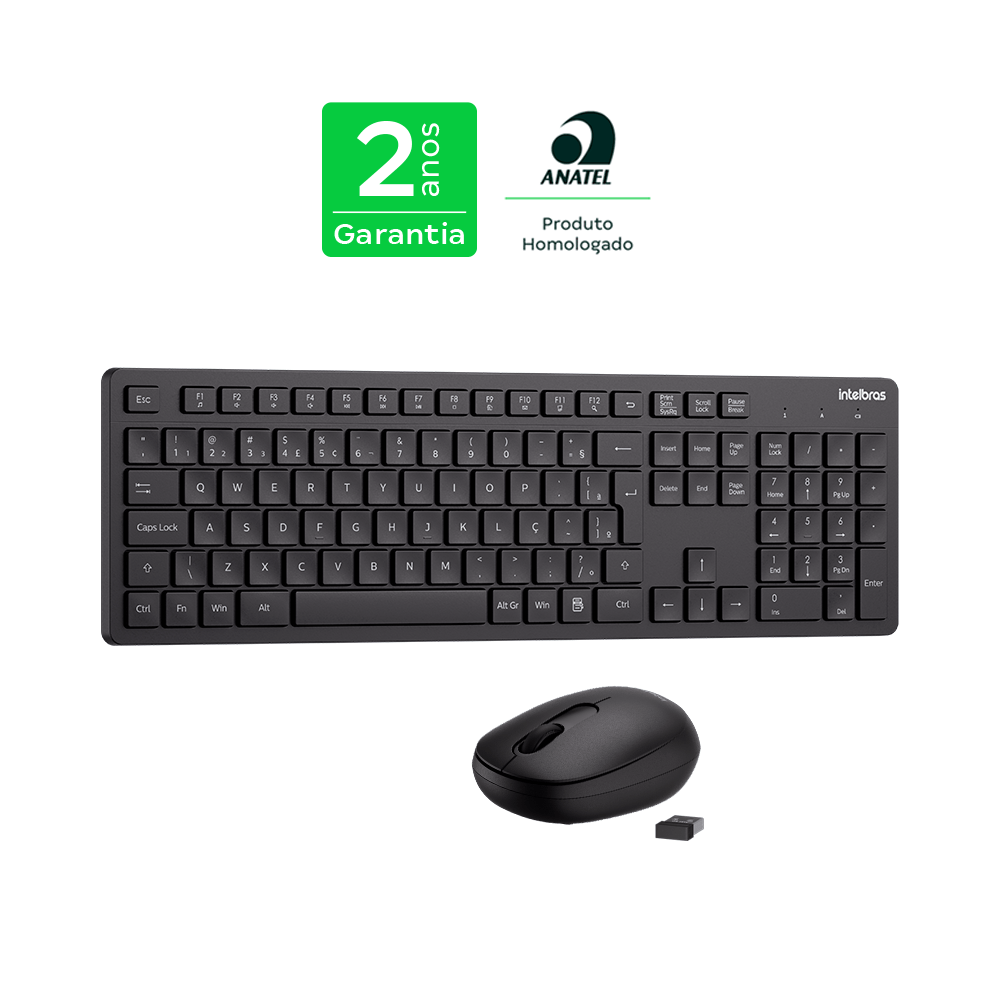 Kit Teclado e Mouse Sem Fio Intelbras CSI1020 Preto