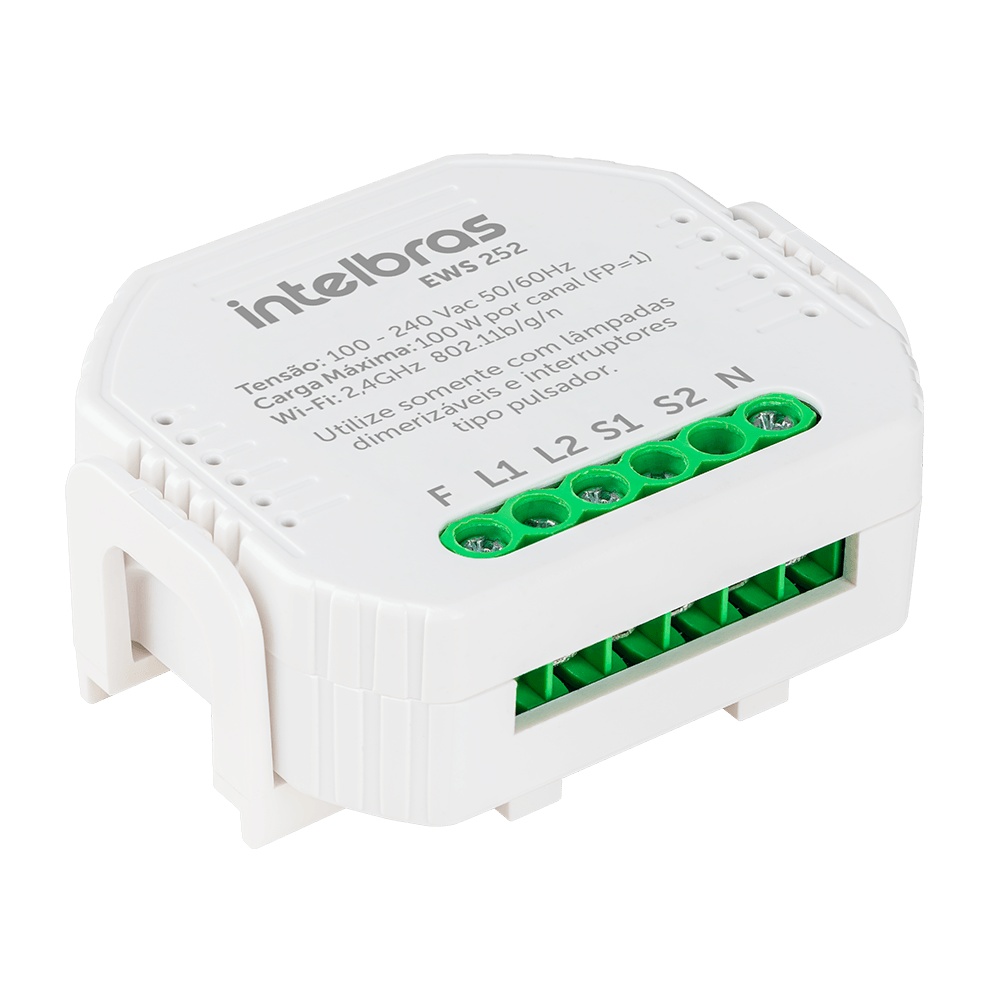 Minicontrolador Dimmer Wi-fi para 2 Interruptores EWS 252 Intelbras