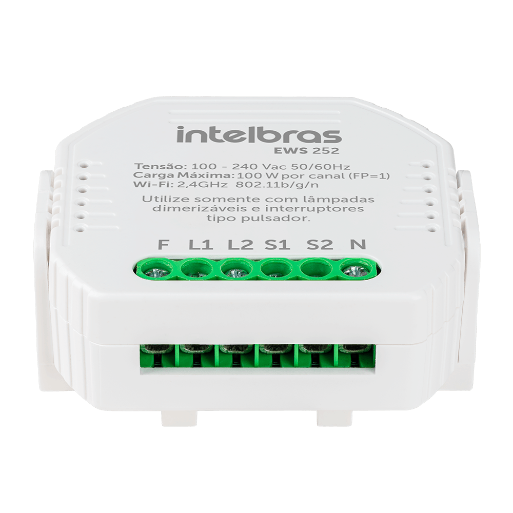 Minicontrolador Dimmer Wi-fi para 2 Interruptores EWS 252 Intelbras