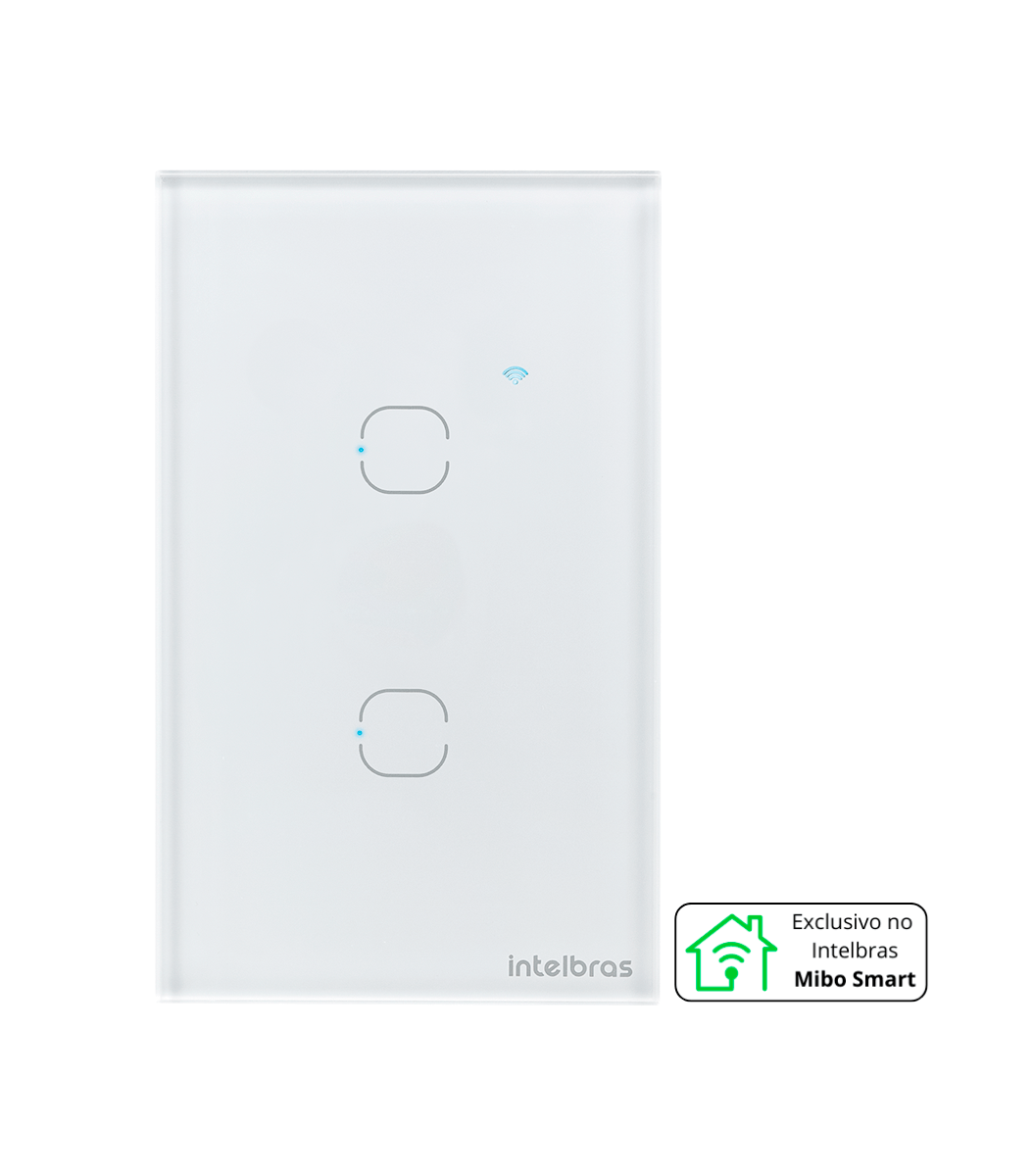 Interruptor Inteligente Wi-Fi Touch 2 teclas Branco EIW 1002 Intelbras