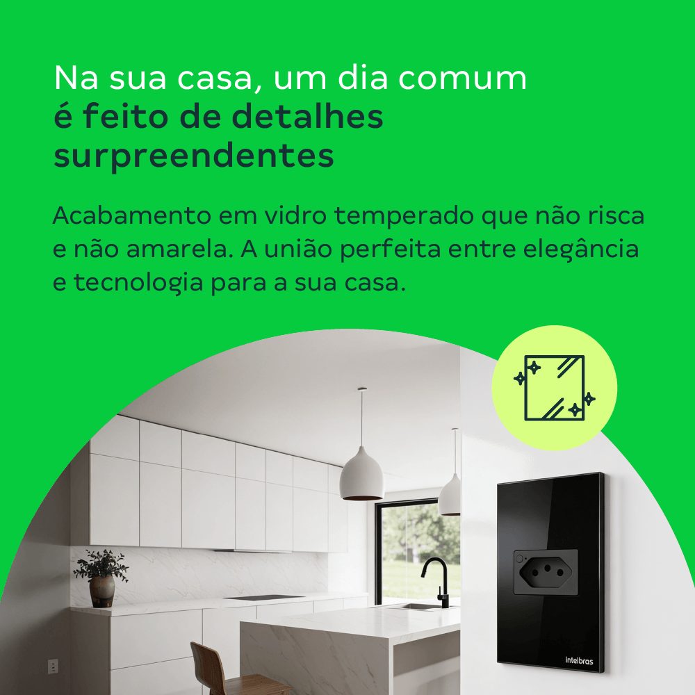 Tomada com Interruptor inteligente Wi-Fi Touch Preto ETW 1011 Intelbras