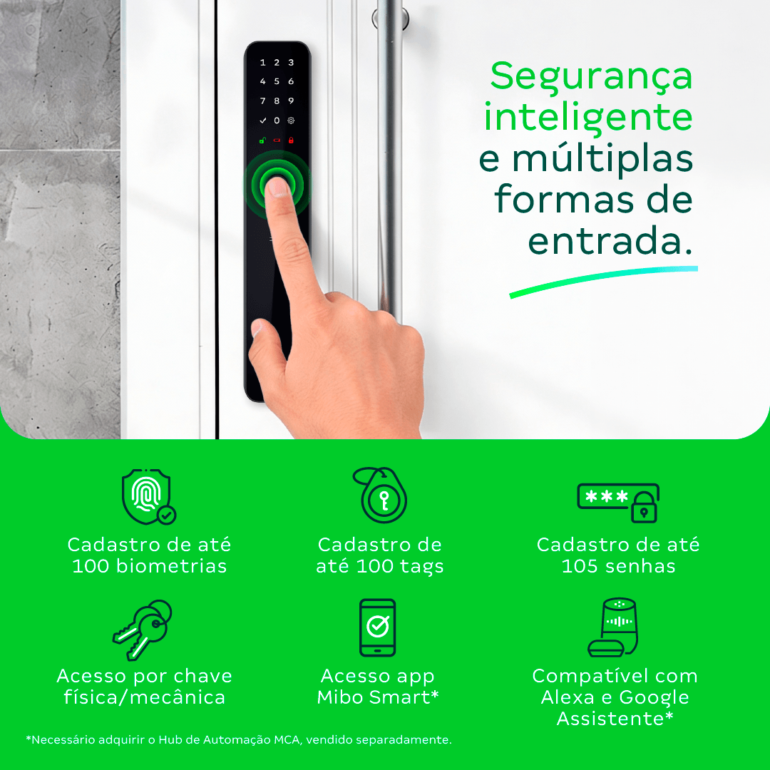 Fechadura Inteligente de Embutir sem Maçaneta MFR 7001 V Intelbras