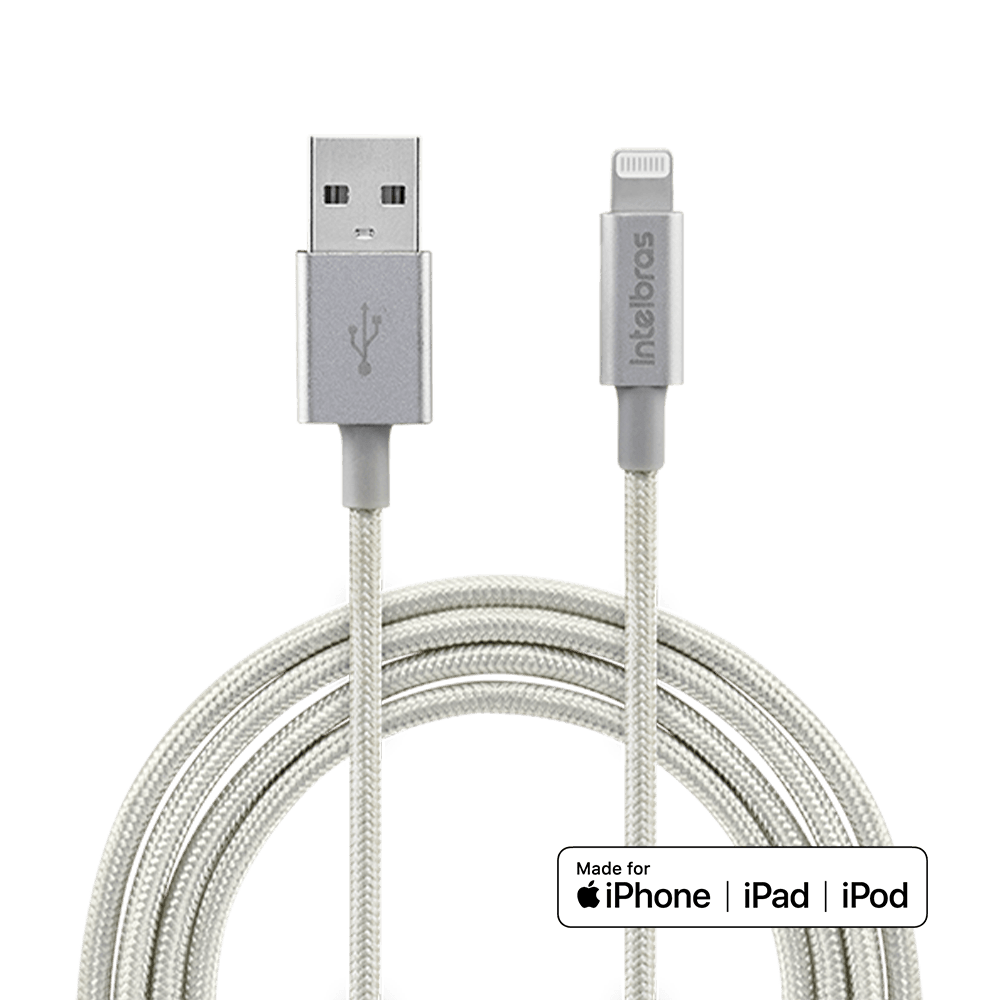 Cabo USB-A para Lightning de 1,5m em Nylon Branco EUAL 15NB Intelbras
