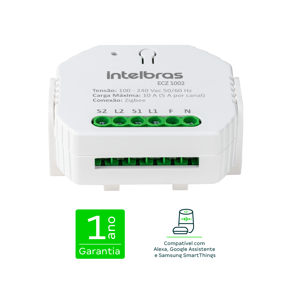 Minicontrolador Zigbee 2 Canais ECZ 1002 Intelbras