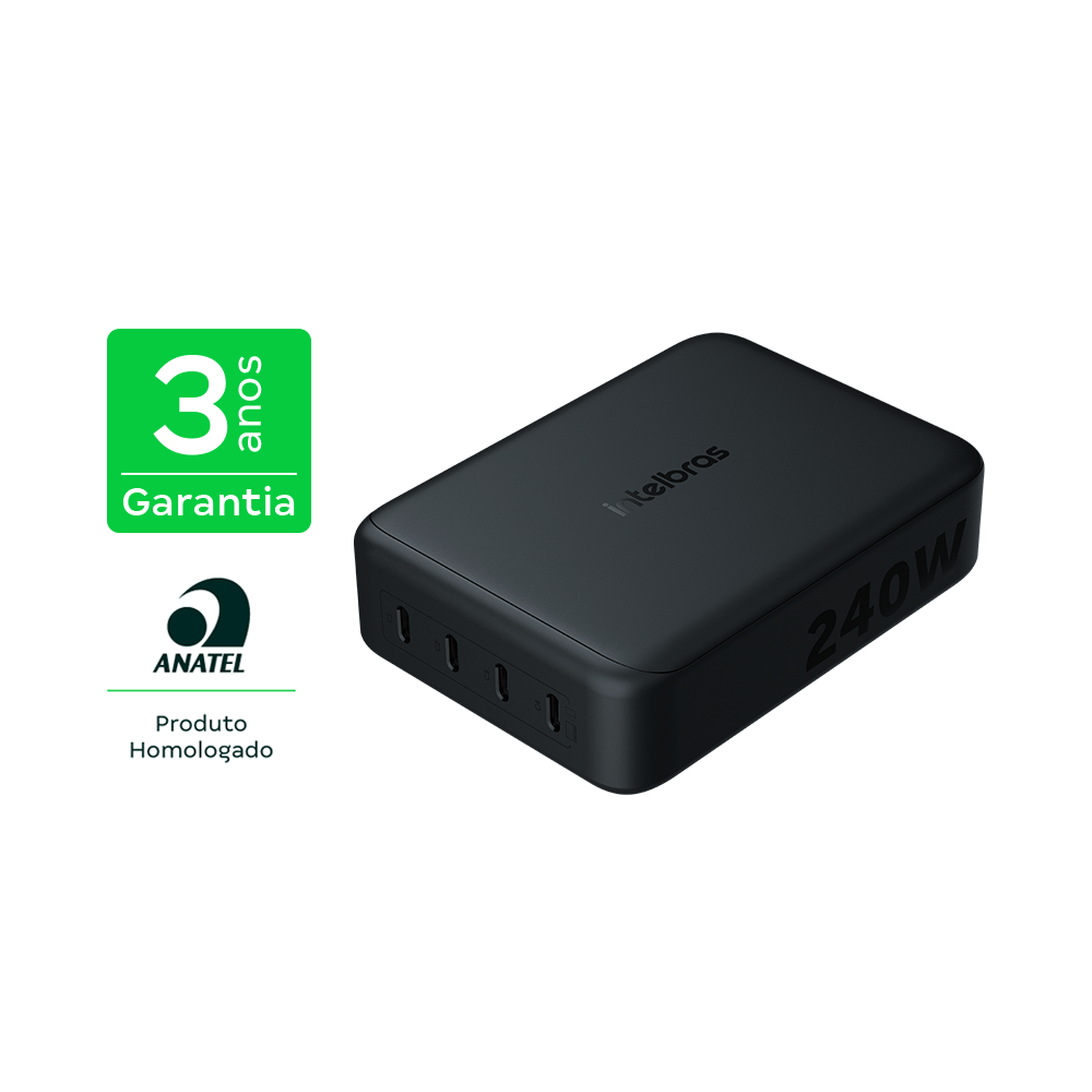 Carregador de Mesa Multiportas 240W GaN EC 40 Intelbras
