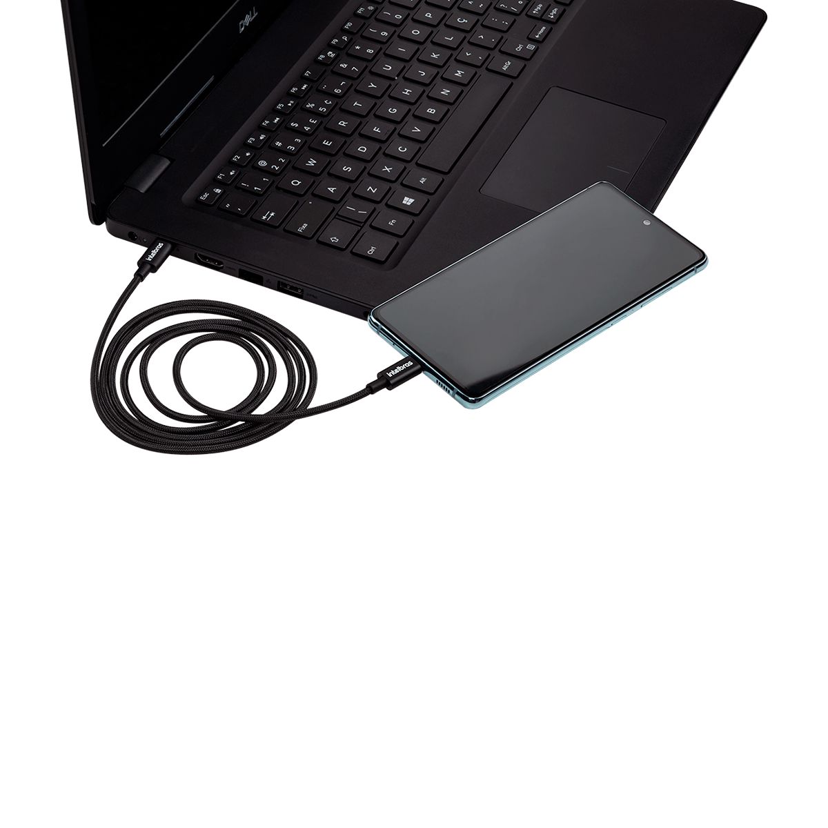 Cabo USB-C 1,5m em Nylon Intelbras EUCC 15NP Preto