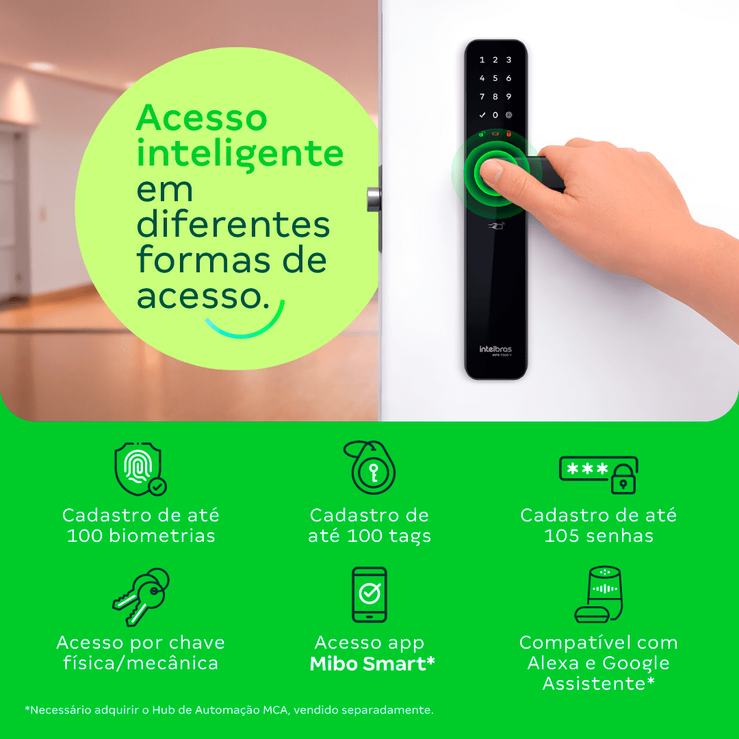 Fechadura Inteligente de Embutir com Maçaneta MFR 7000 V Intelbras
