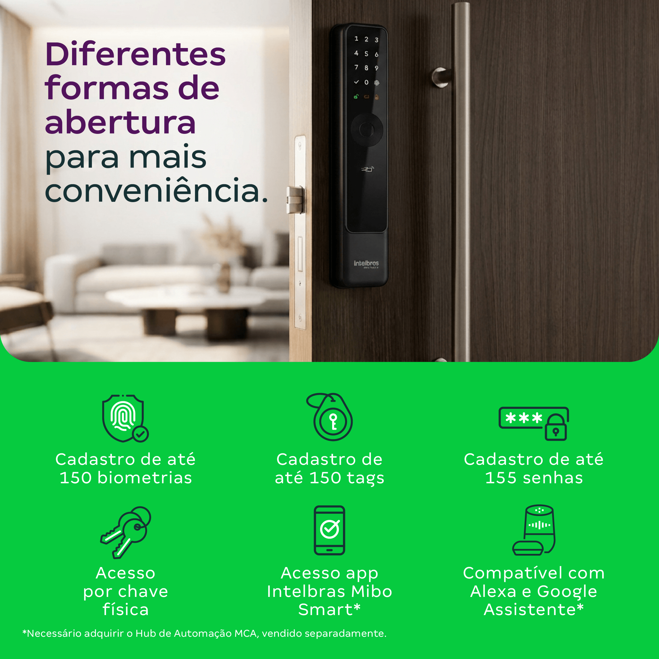 Fechadura Inteligente de Embutir sem Maçaneta MFD 7001 D Intelbras