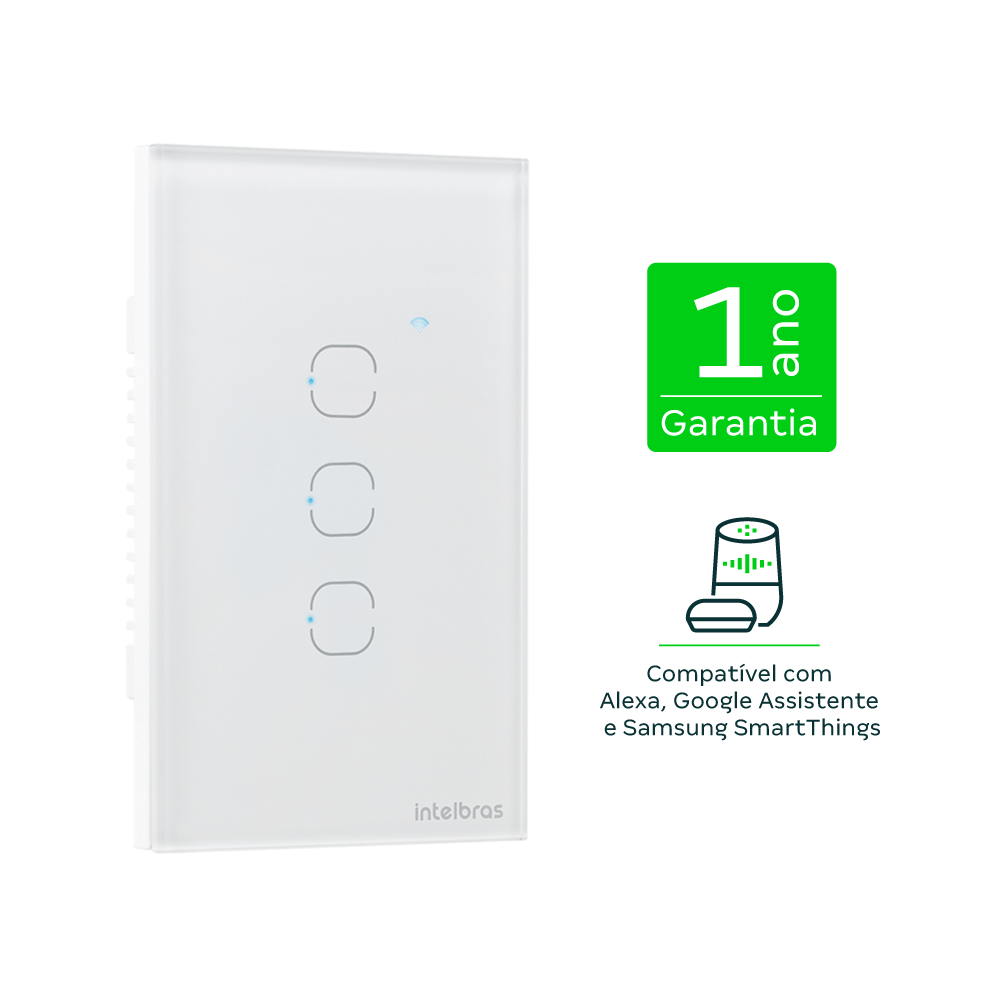 Interruptor Inteligente Zigbee Touch 3 Botões EIZ 1003 Branco Intelbras