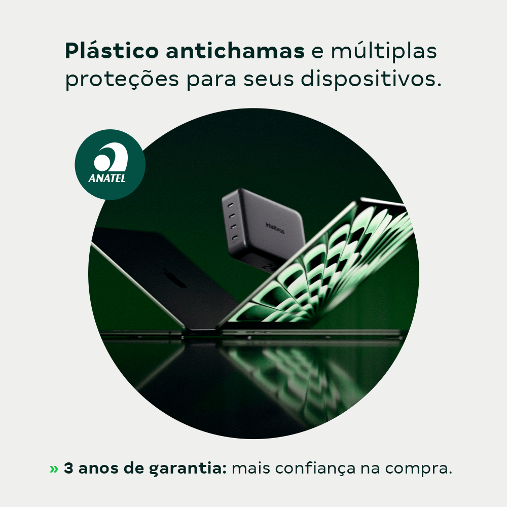 Carregador de Mesa Multiportas 240W GaN EC 40 Intelbras