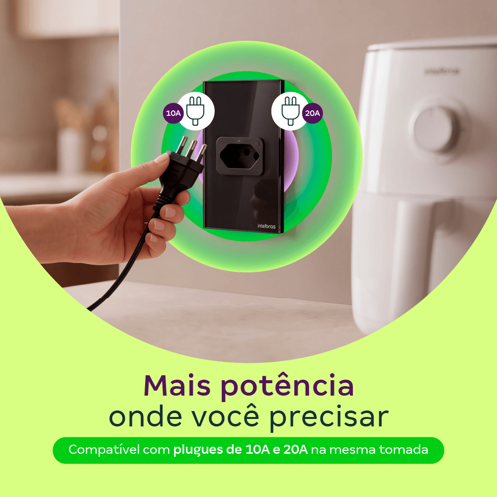 Tomada Inteligente Wifi 1 Tomada 10A E 20A ETW 1001+ Intelbras Branco