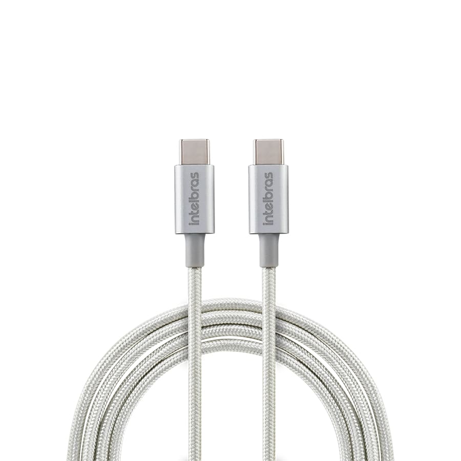 Cabo USB-C para USB-C de 1,5m em Nylon Branco EUCC 15NB Intelbras