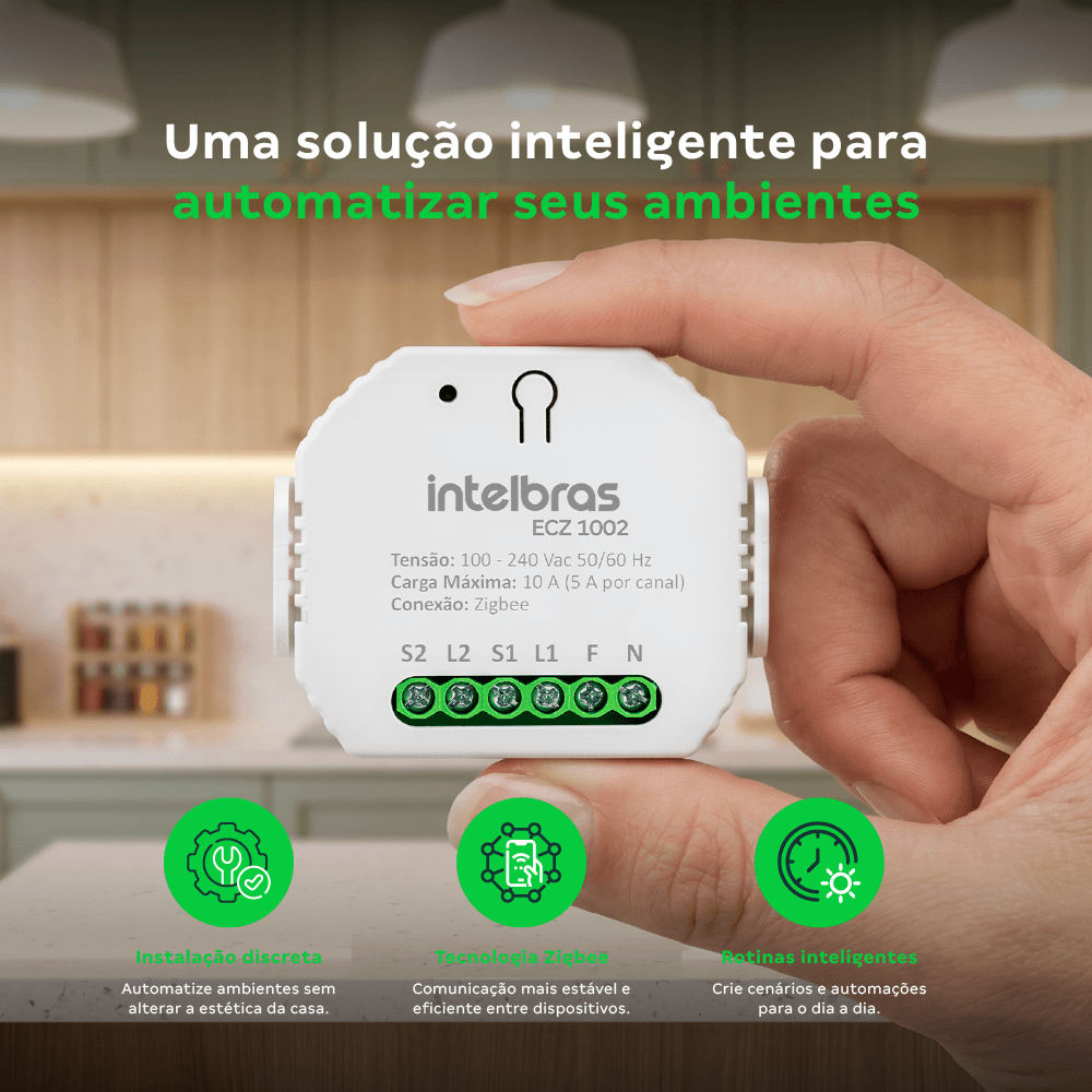 Minicontrolador Zigbee 2 Canais ECZ 1002 Intelbras