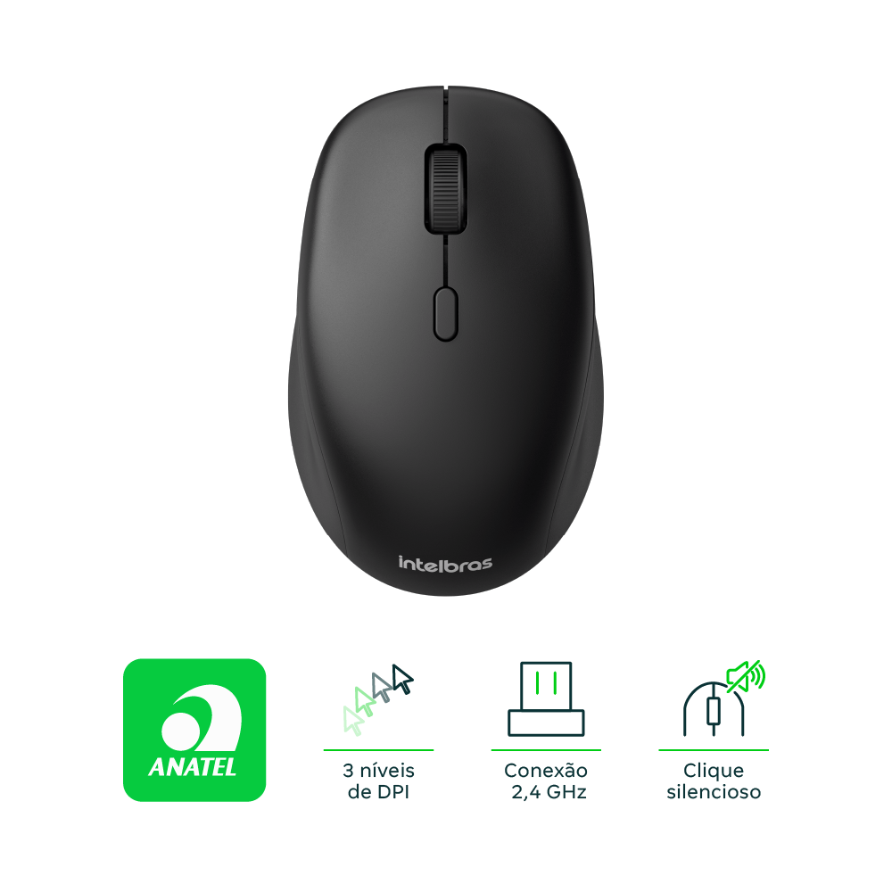 Mouse sem Fio Intelbras MSI1015 Preto