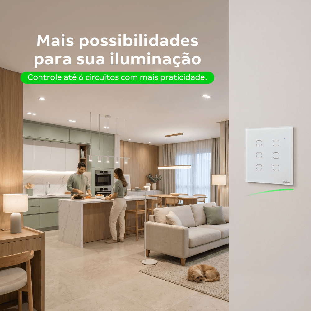 Interruptor Inteligente Zigbee Touch 6 Botões EIZ 1006 Preto Intelbras