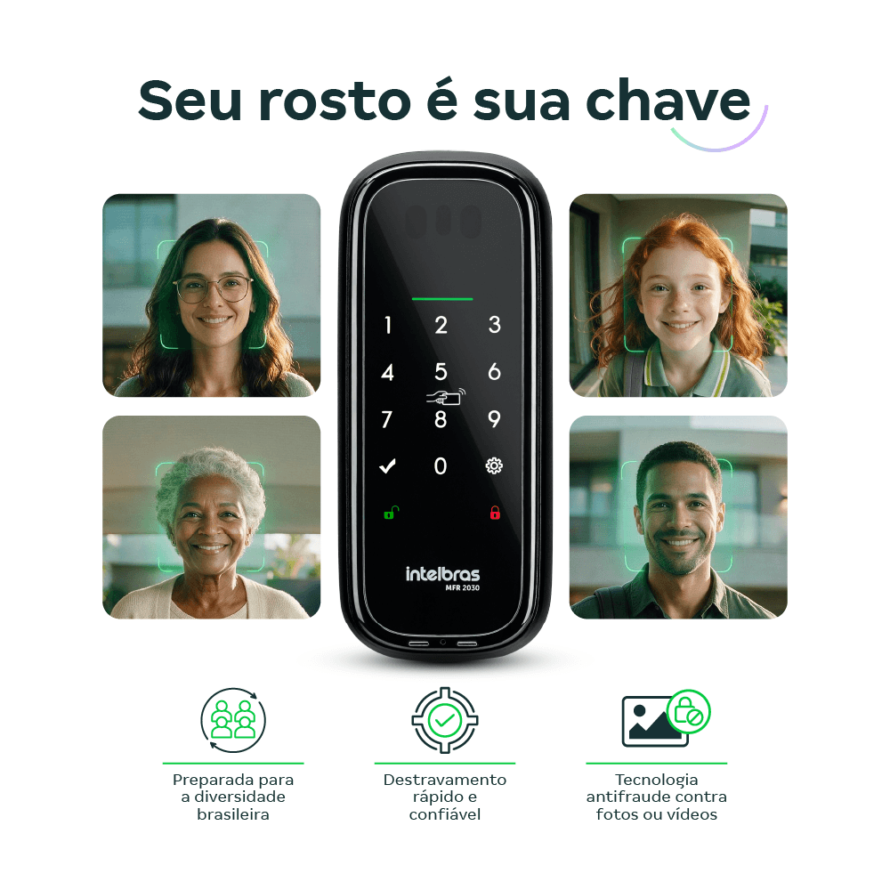 Fechadura Inteligente MFR 2030 Intelbras com Reconhecimento Facial