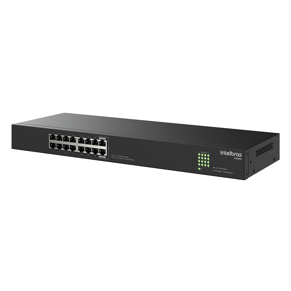 Switch Não Gerenciavel 16 portas Gigabit S1116G Preto Intelbras