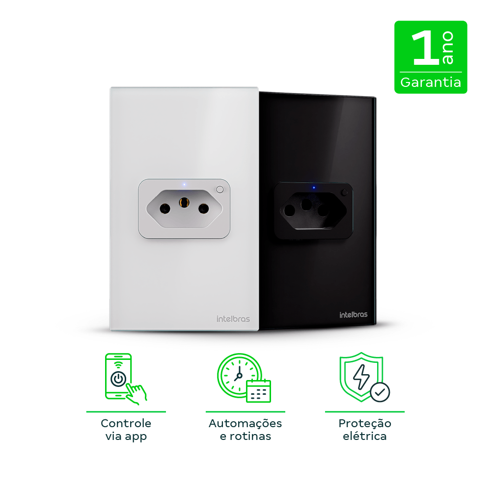 Tomada Inteligente Wifi 1 Tomada 10A E 20A ETW 1001+ Intelbras Branco