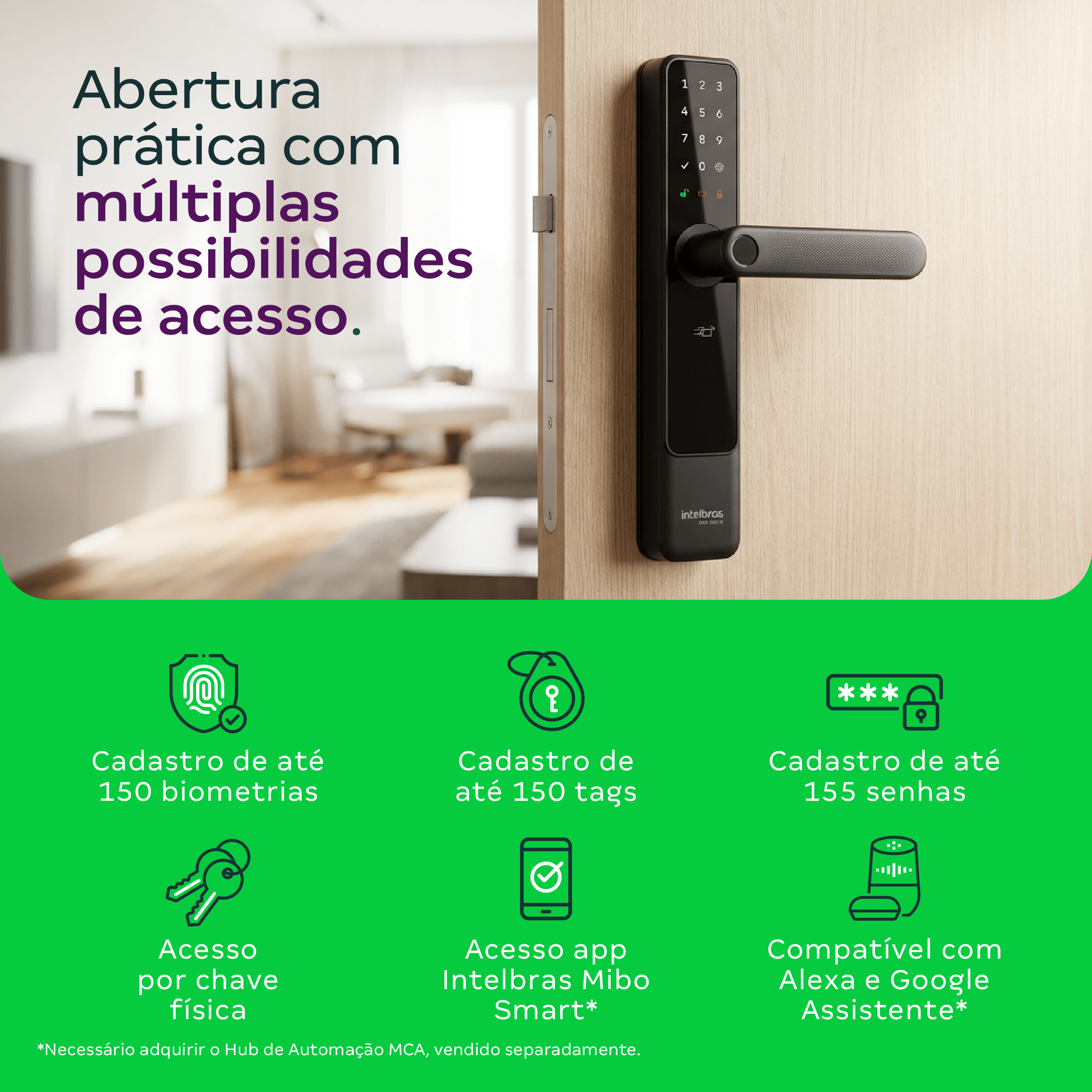 Fechadura Inteligente de Embutir com Maçaneta MFD 7000 D Intelbras