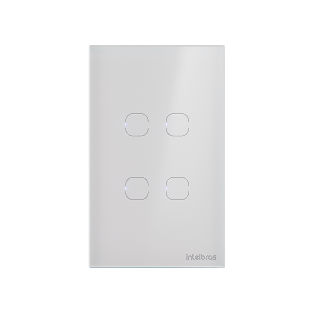 Interruptor Inteligente Wifi Touch 4 Teclas EIW 1004S Branco Intelbras