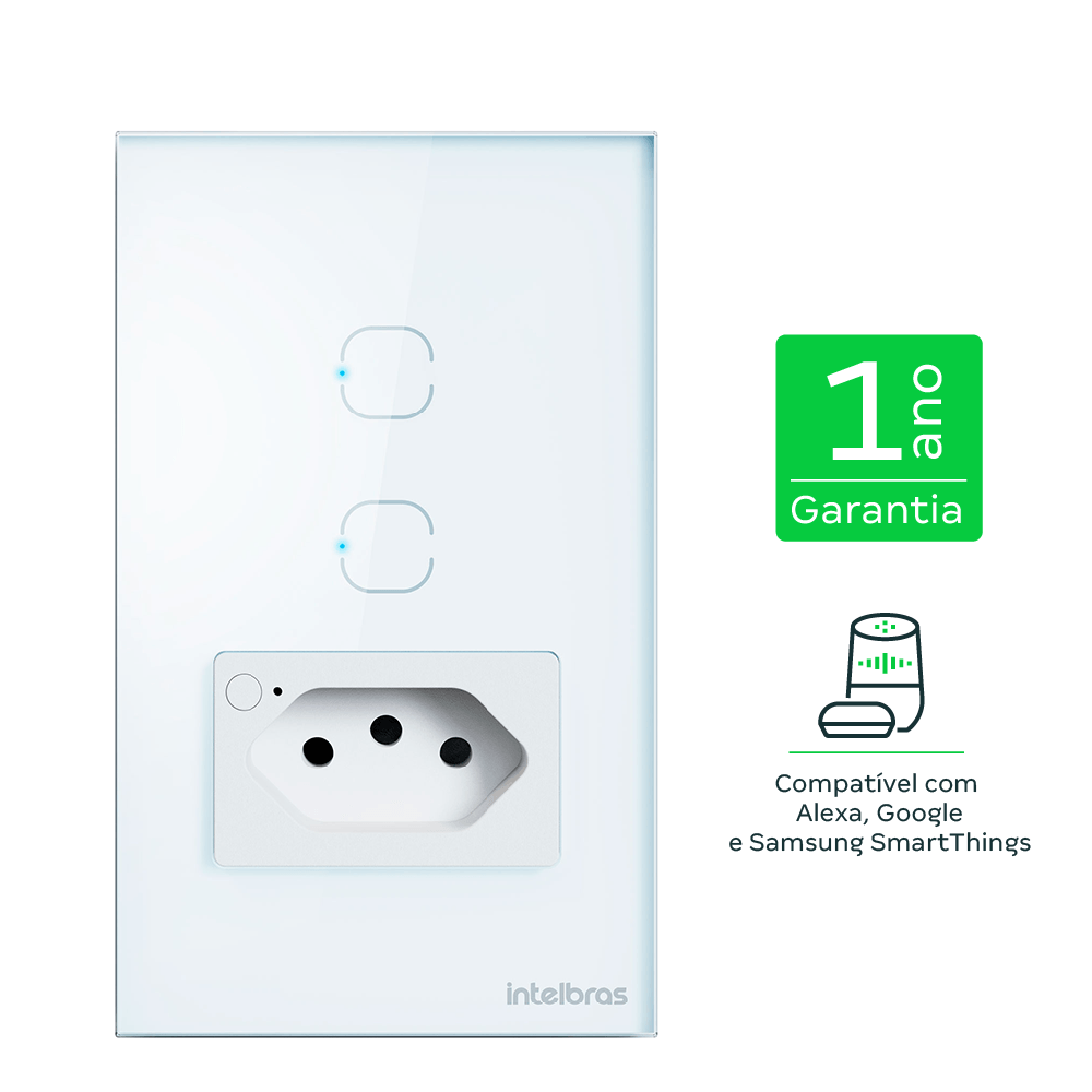 Tomada com Interruptor Inteligente Wi-Fi Branco ETW 1021 Intelbras