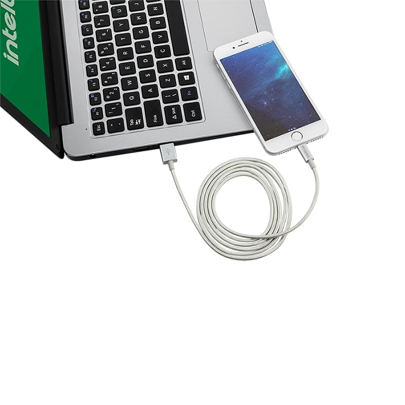 Cabo USB-A para Lightning de 1,5m em Nylon Branco EUAL 15NB Intelbras