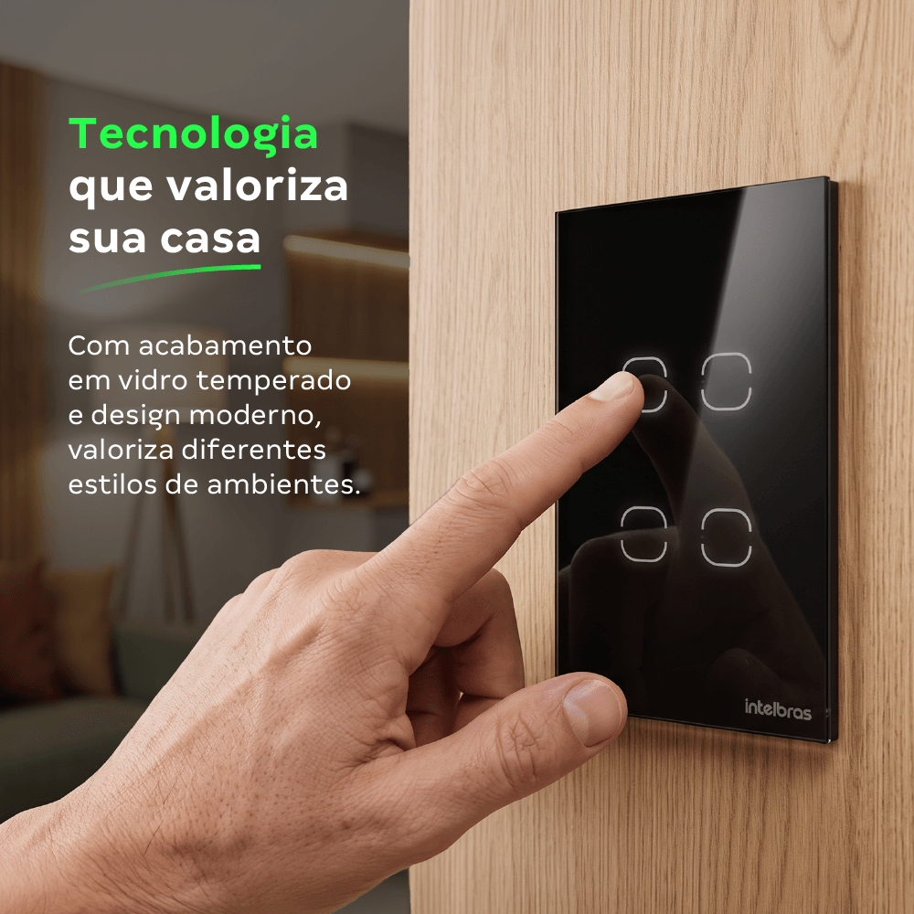Interruptor Inteligente Wifi Touch 4 Teclas EIW 1004S Branco Intelbras