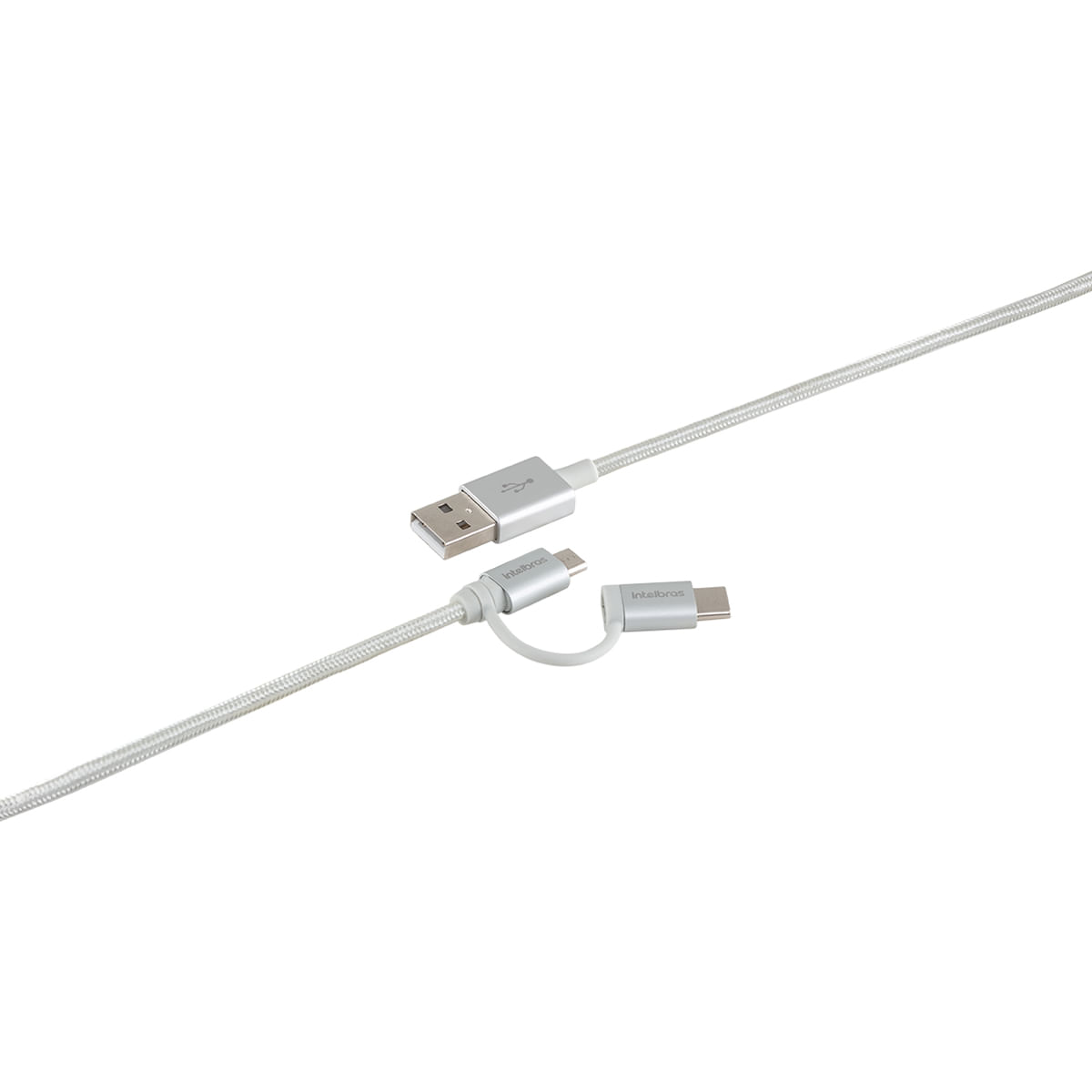 Cabo USB-C 1,5m de PVC nylon branco Intelbras EUABC 15NB