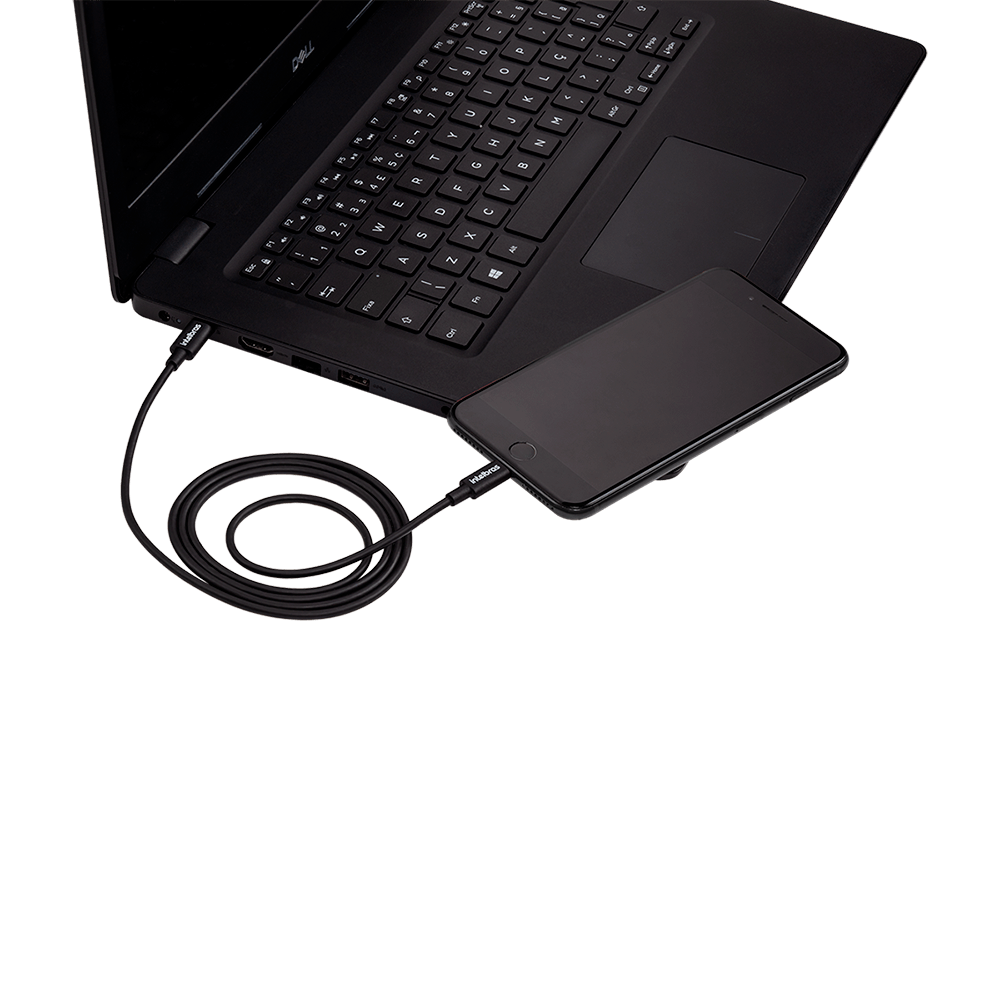 Cabo USB-C Lightning 1,2m em PVC Preto Intelbras EUCL 12PP