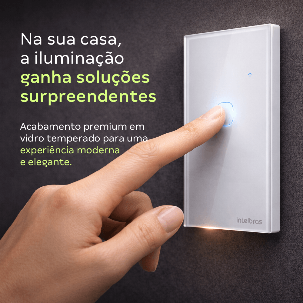 Interruptor Inteligente Wi-Fi Touch 3 teclas Preto EIW 1003 Intelbras