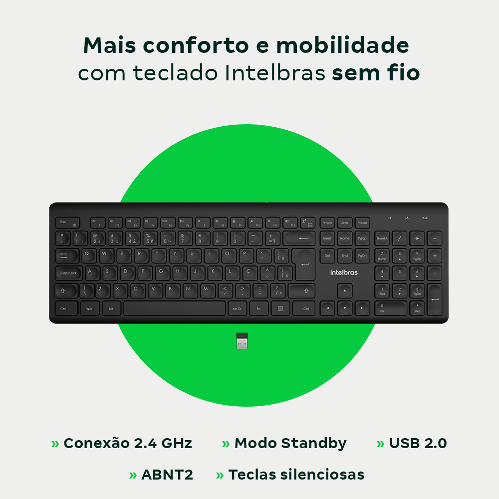 Teclado Sem Fio Intelbras TSI50 Clique Silencioso