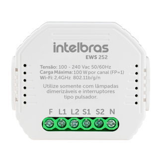 Minicontrolador Dimmer Wi-fi para 2 Interruptores EWS 252 Intelbras