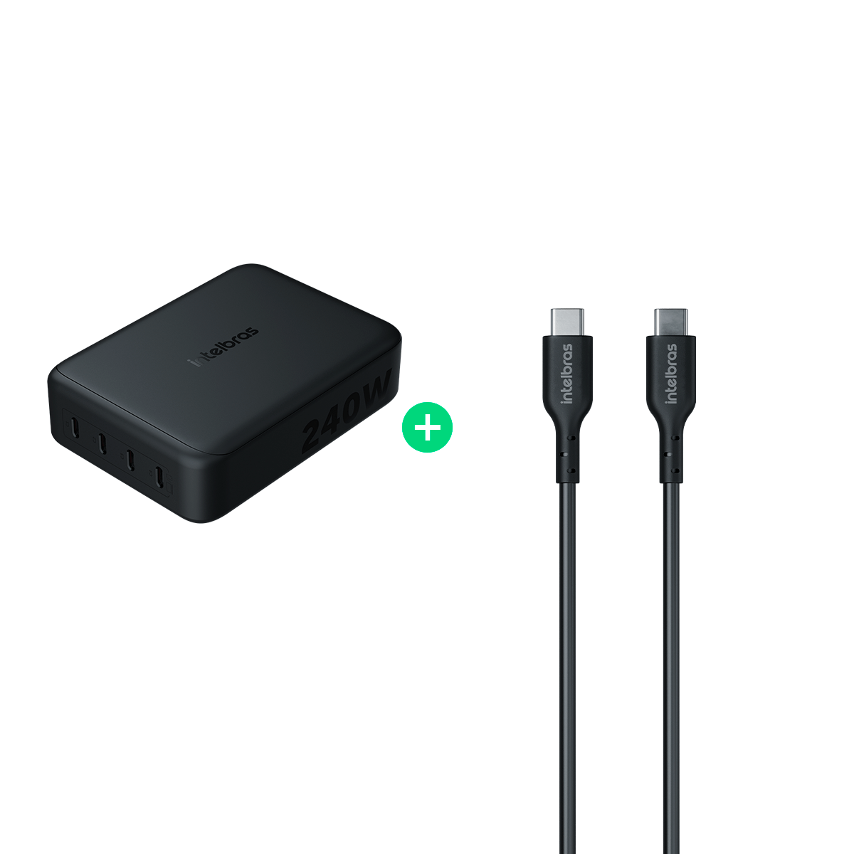 Kit Carregador de Mesa com Cabo USB tipo C - 2 unidades